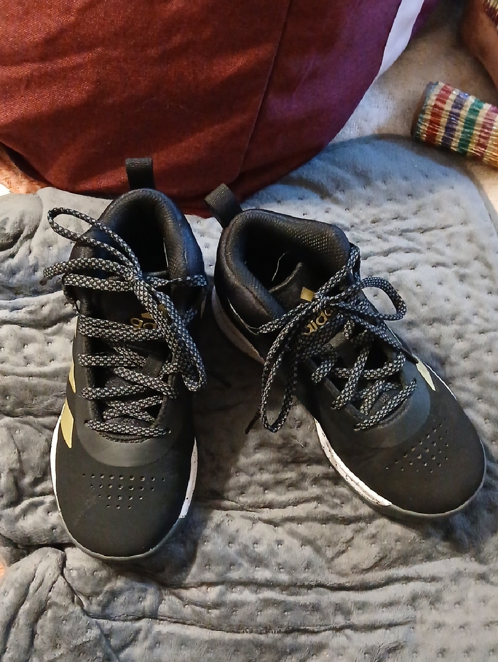 adidas Kids Black and Gold High-Top Sneakers
